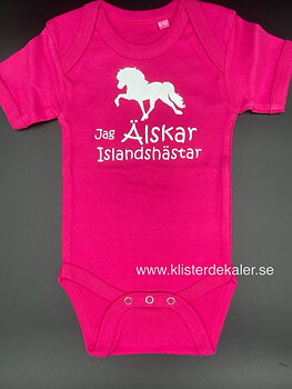 Baby Body Jag älskar Islandshästar. Flera färgval. 6-12 mån