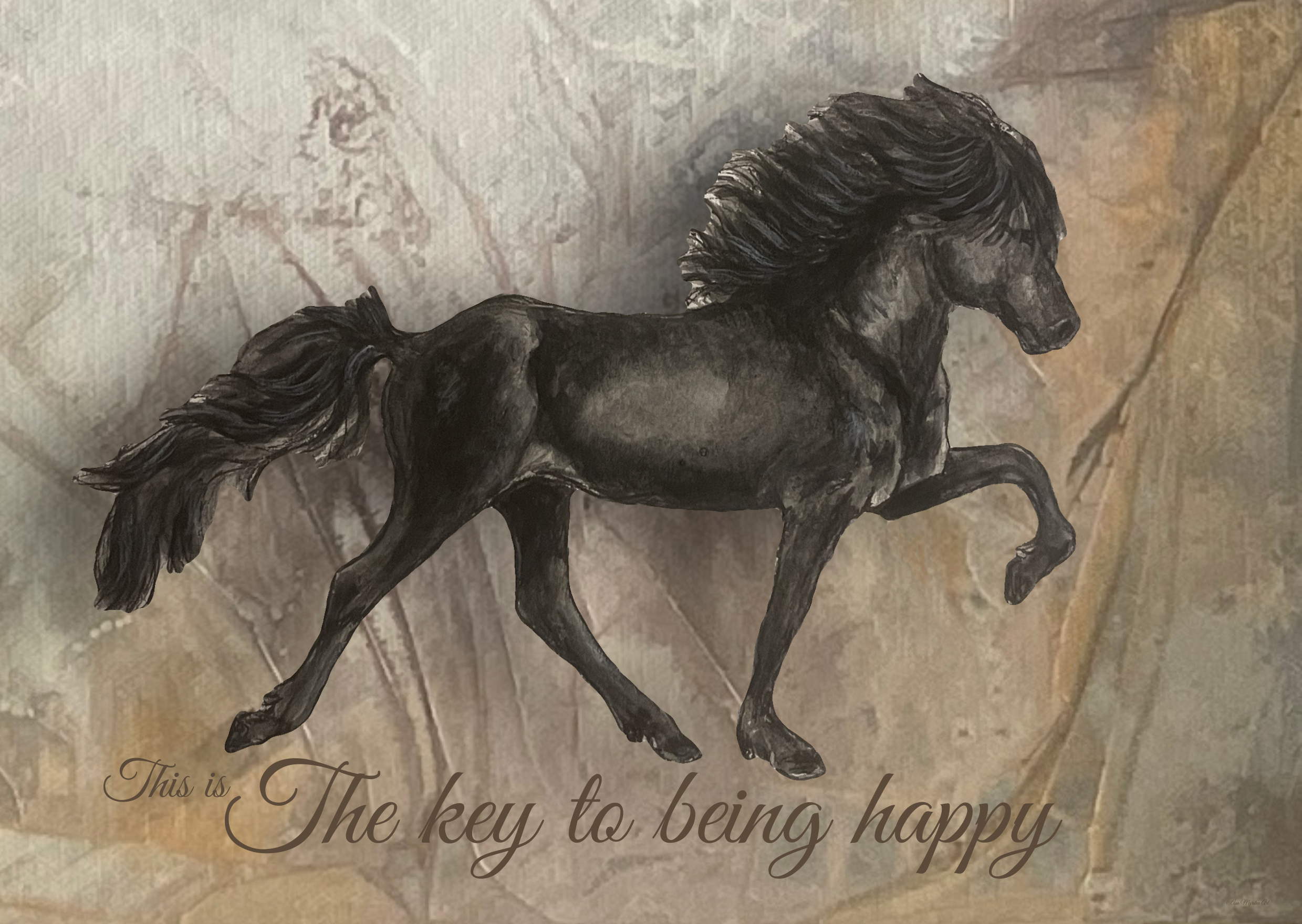 Happy Moments "The key to being happy" - Icelandic horse. 15x21 cm