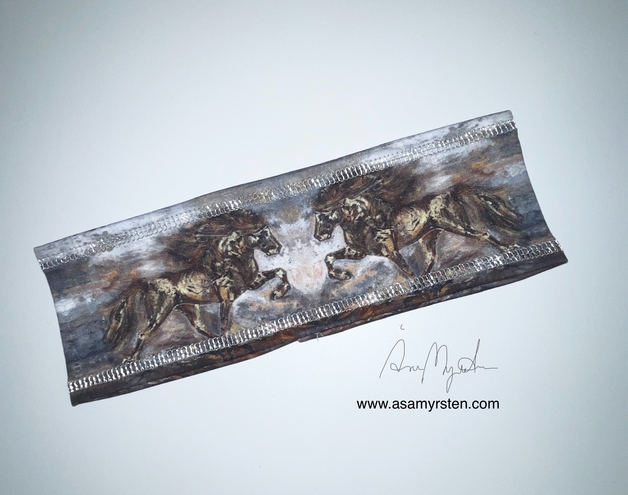 Headband Icelandic horses with reflective stitching