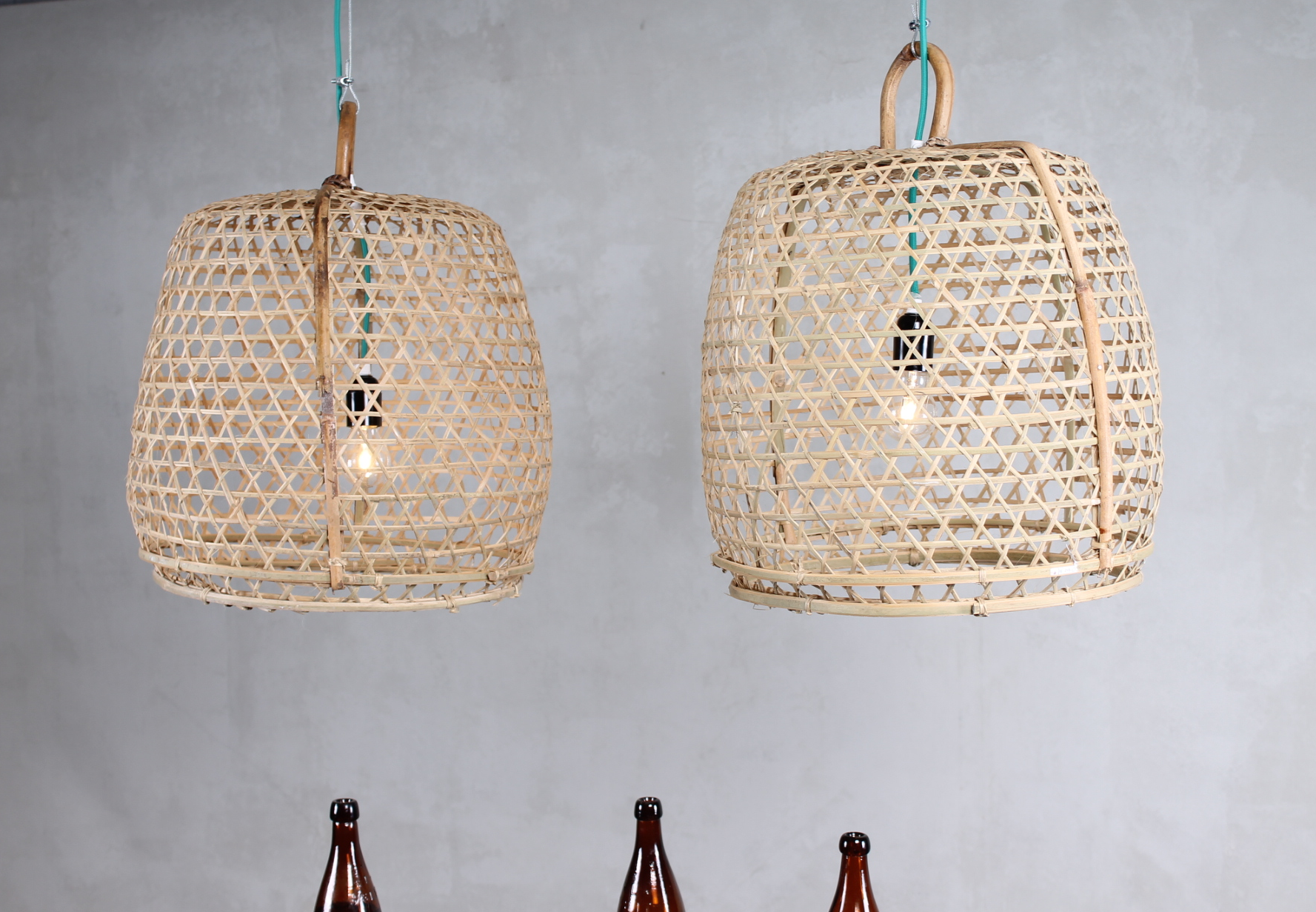 Asian Basket lamp made of braided bamboo - Medium large diameter 55 cm - 7