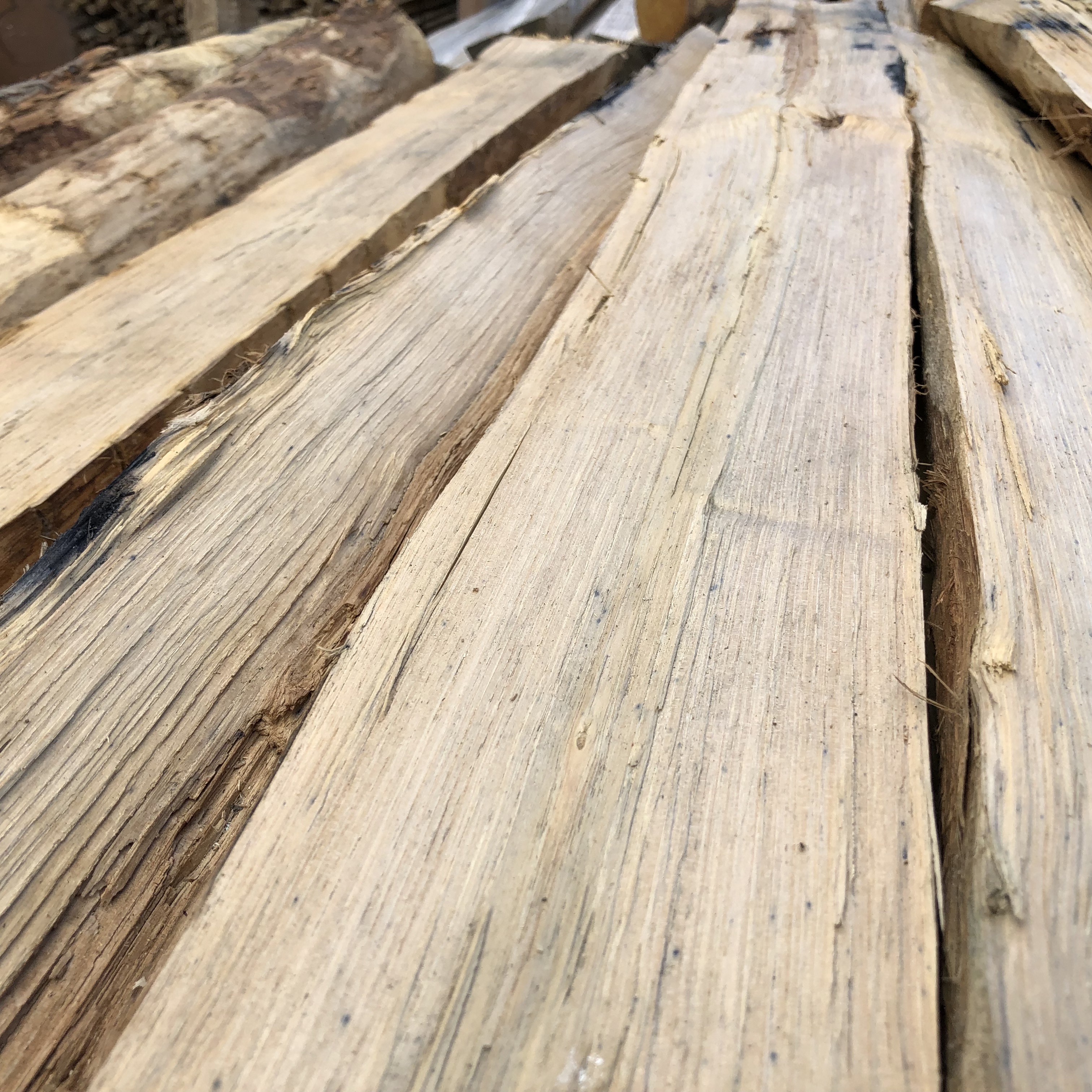 Kastanjestolpar längd 160 cm diam: 6/12, kluvna, skalade och spetsade