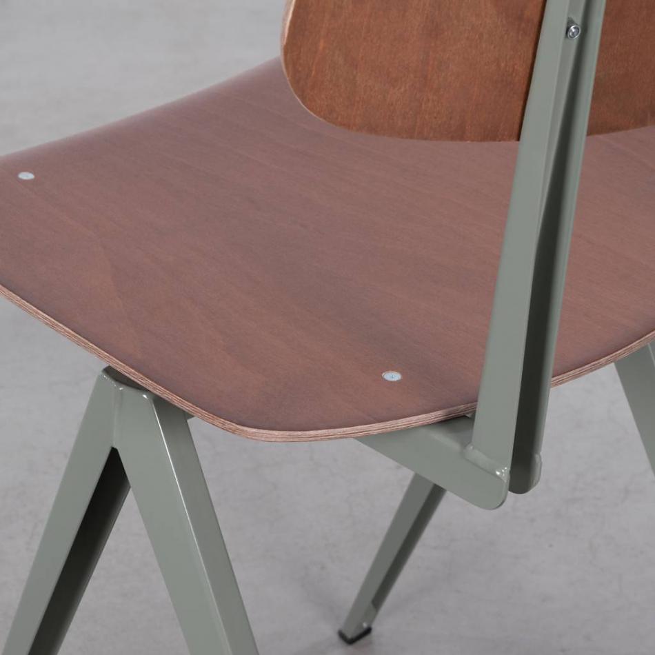 STEEL S16 Chair -Cement Grey -  Brown - 5