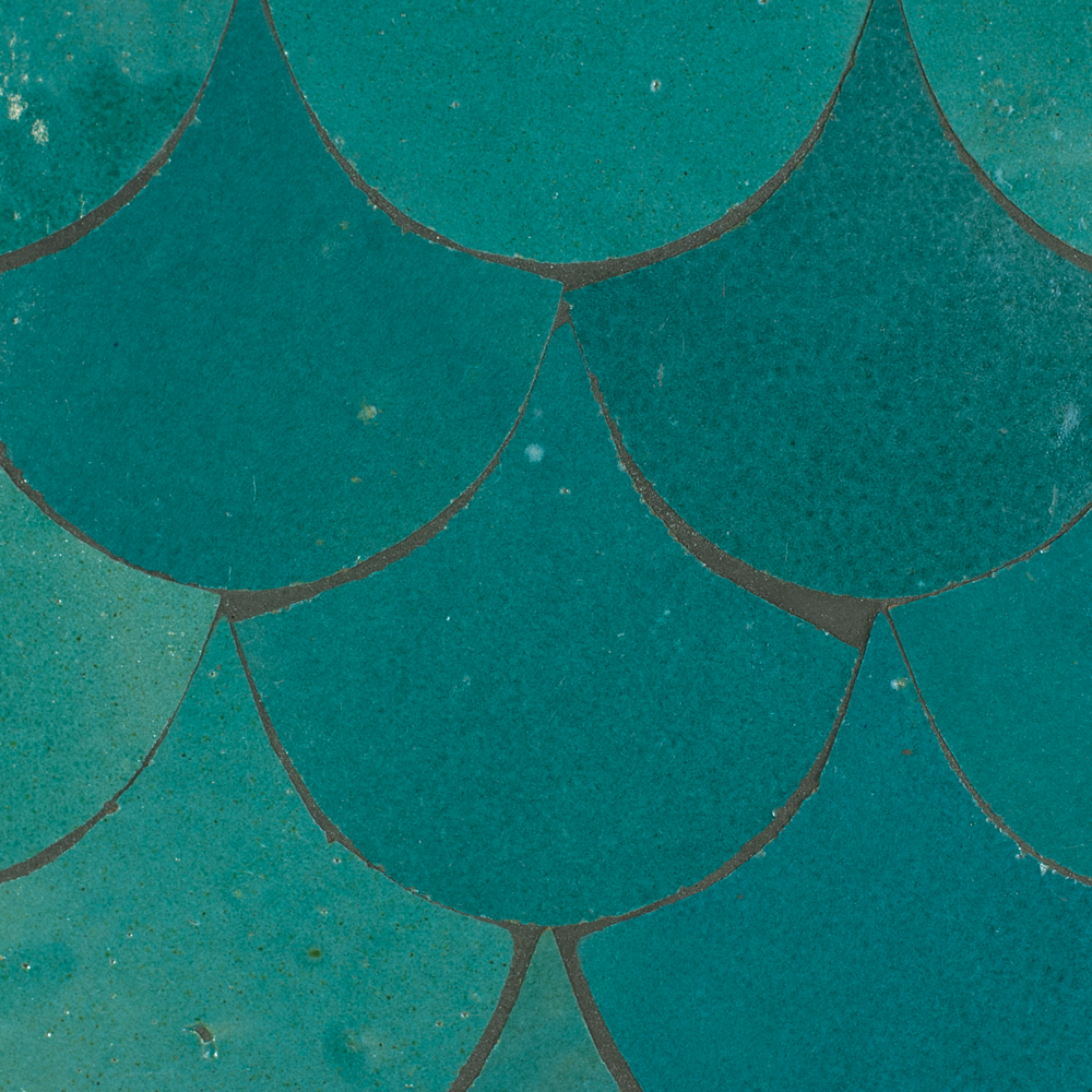 Zellige Atlas Petrol Poisson Échelles 10x10cm - 3