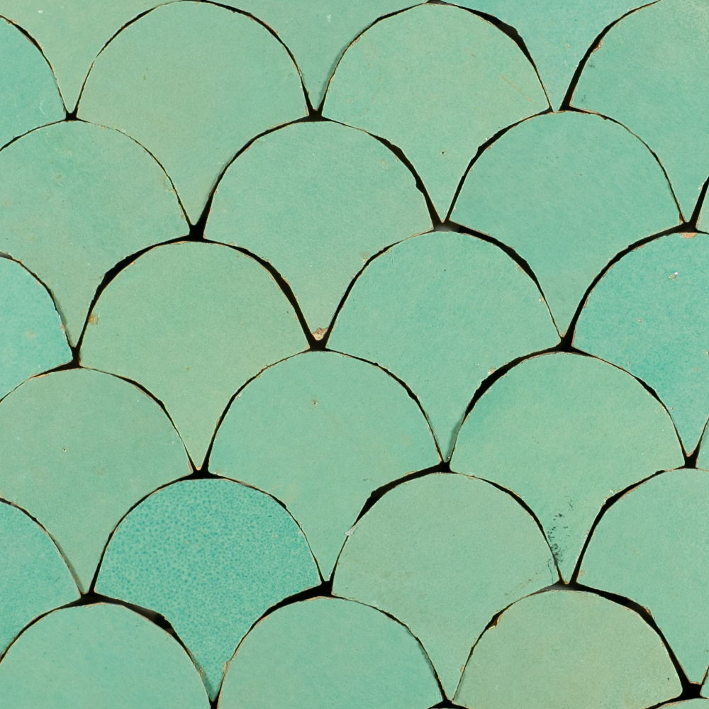 Zellige Turquoise Poisson Échelles 5x5cm - 2