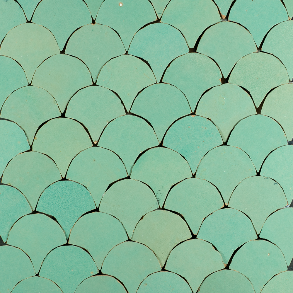 Zellige Turquoise Poisson Échelles 5x5cm