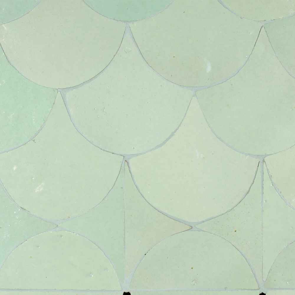 Zellige Vert Clair Poisson Échelles 10x10cm - 3