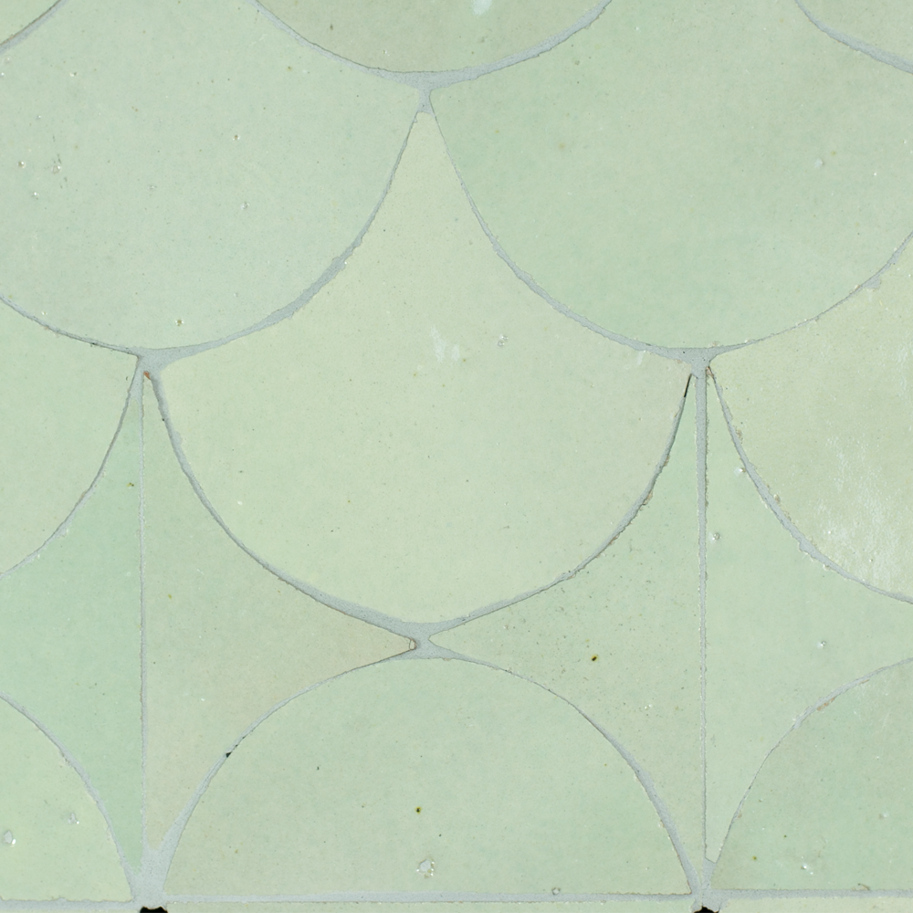 Zellige Vert Clair Poisson Échelles 10x10cm