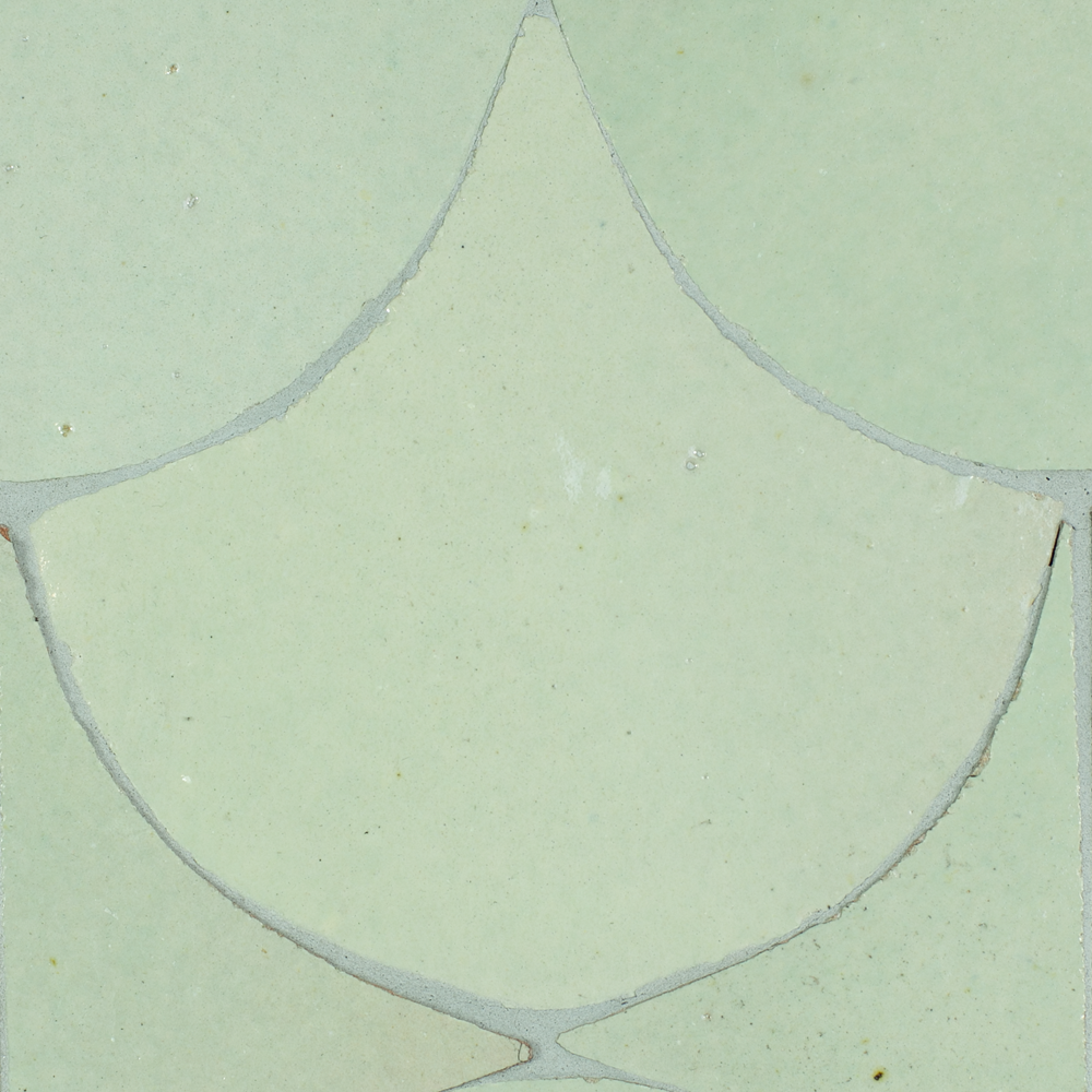Zellige Vert Clair Poisson Échelles 10x10cm - 2