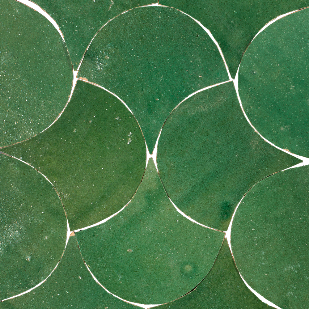 Zellige Vert Foncee Poisson Échelles 10x10cm - 2
