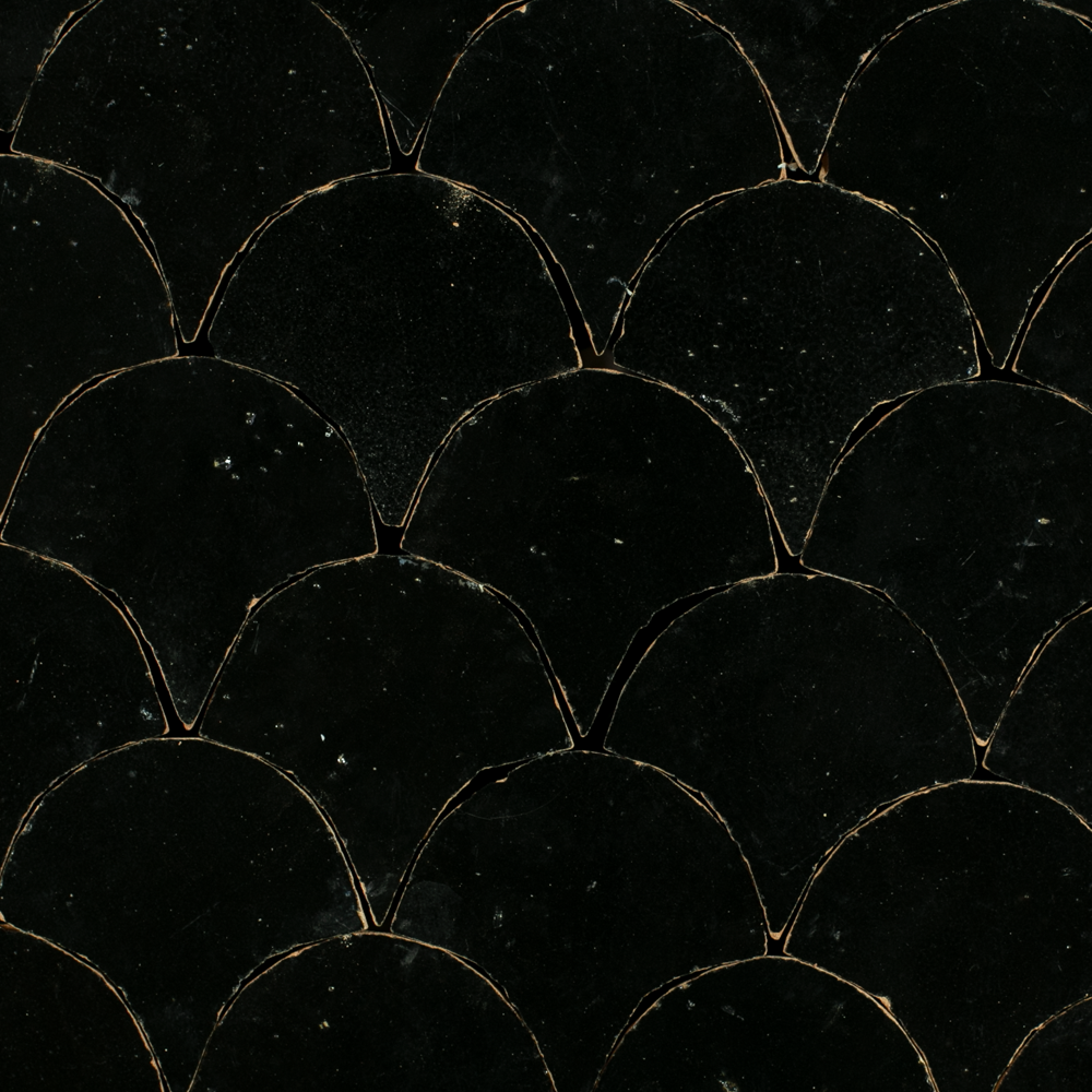 Zellige Noir Poisson Échelles 5x5cm