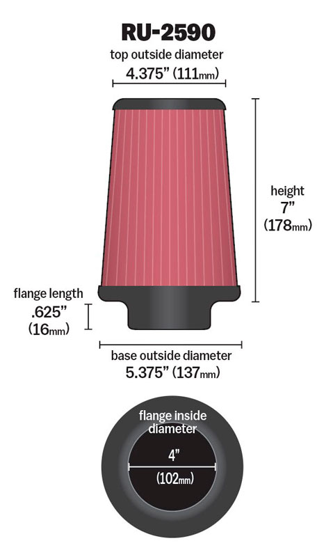 K&N Stor Luftfilter 4" Konad  - 2