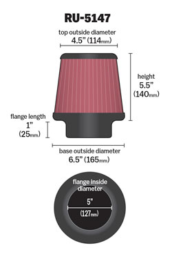 K&N Stor Luftfilter 5" Konad - 2