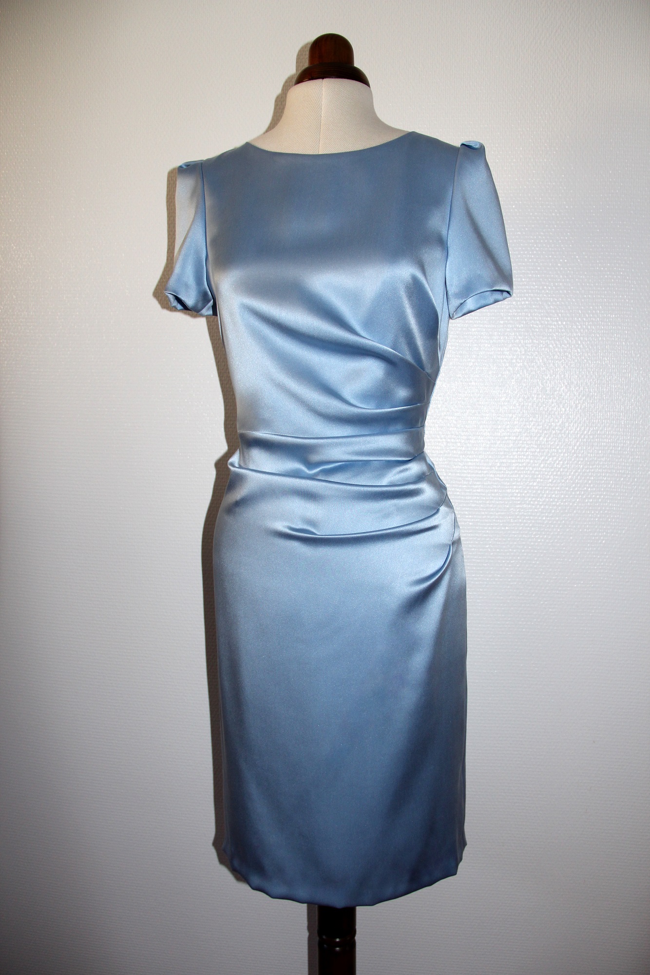 light blue silk dress short