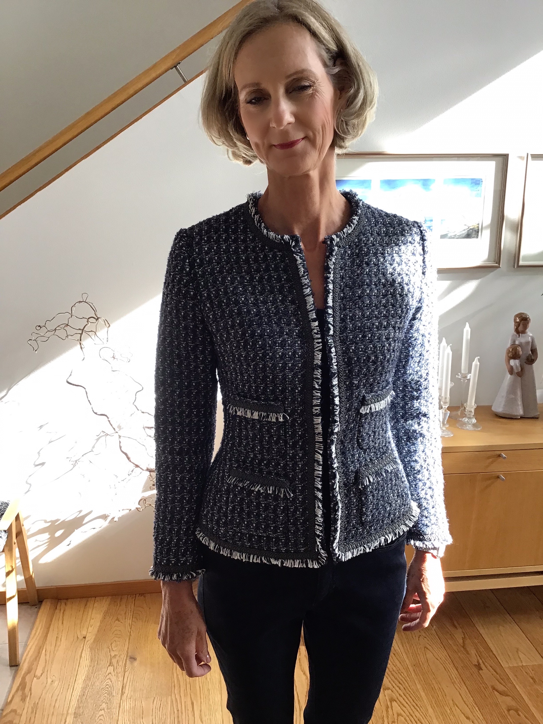 JACKET WITH LONG SLEEVE, 4 POCKETS AND TRIMMING - Antoinette