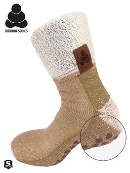 Buddha Socks, antiskli ullsokker,  beige