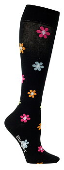 Steunkousen met gekleurde bloemen