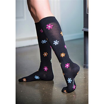 Steunkousen met gekleurde bloemen