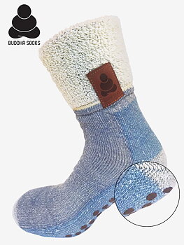 Buddha Socks, antihalksocka i ull, blå