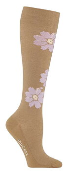 Supcare Støttestrømper i bomuld med blomster Klass 1 beige
