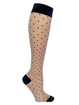 Beige støttestrømper med prikker, nylon