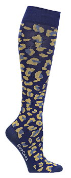 Steunkousen met luipaardmotief, donkerblauw