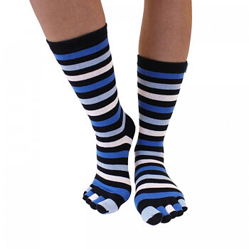 TOETOE Essential halvlange Tåsokker, Striped Denim