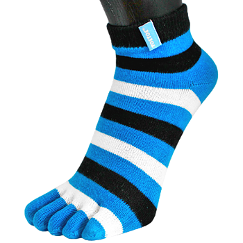 TOETOE Essential Anklet - Ankelhöga Tåstrumpor, randig turkos-vit