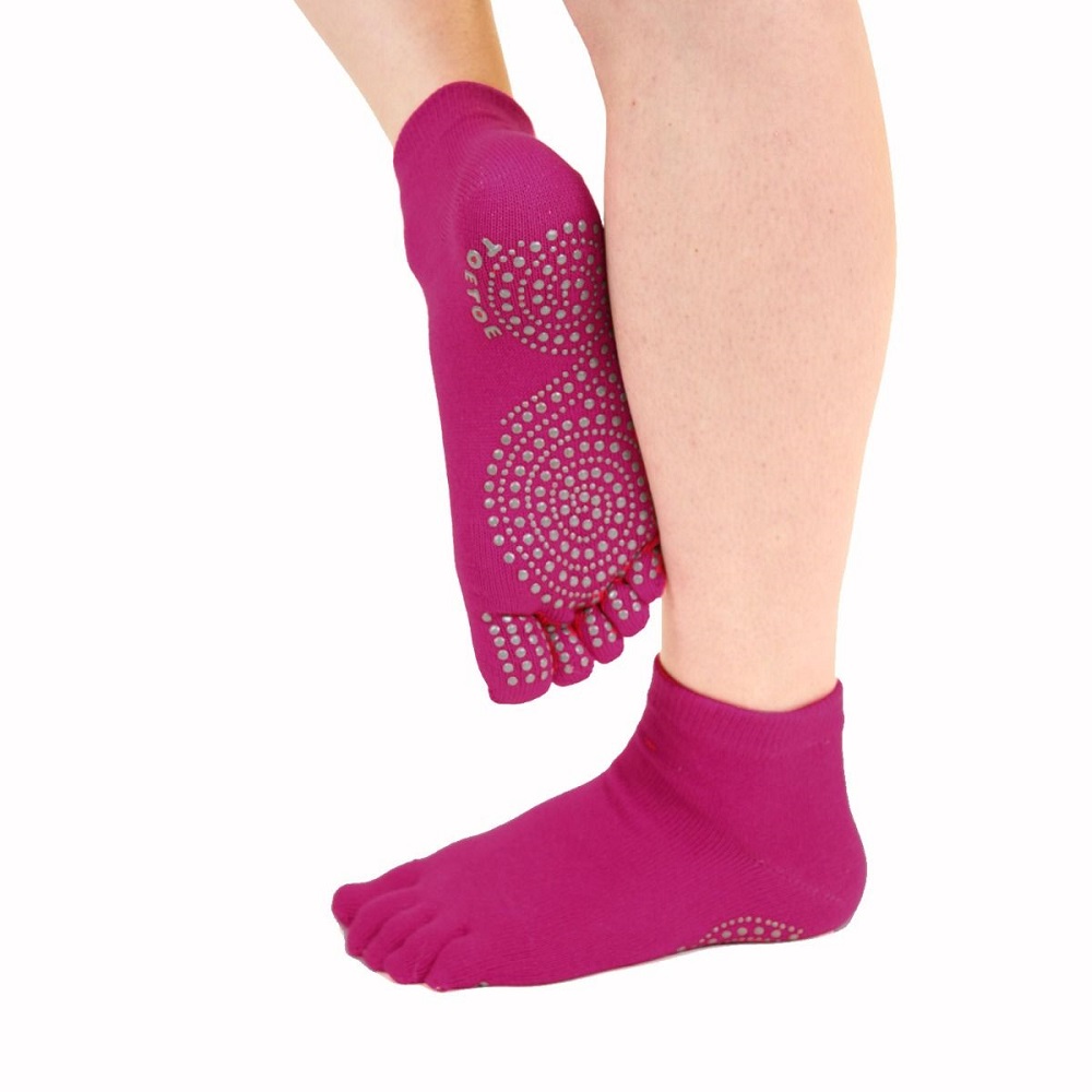 TOETOE Yoga & Pilates sklisikre tåstrømper, fuksia - 2