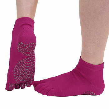 TOETOE Yoga & Pilates skridsikre sokker med tæer, fuchsia