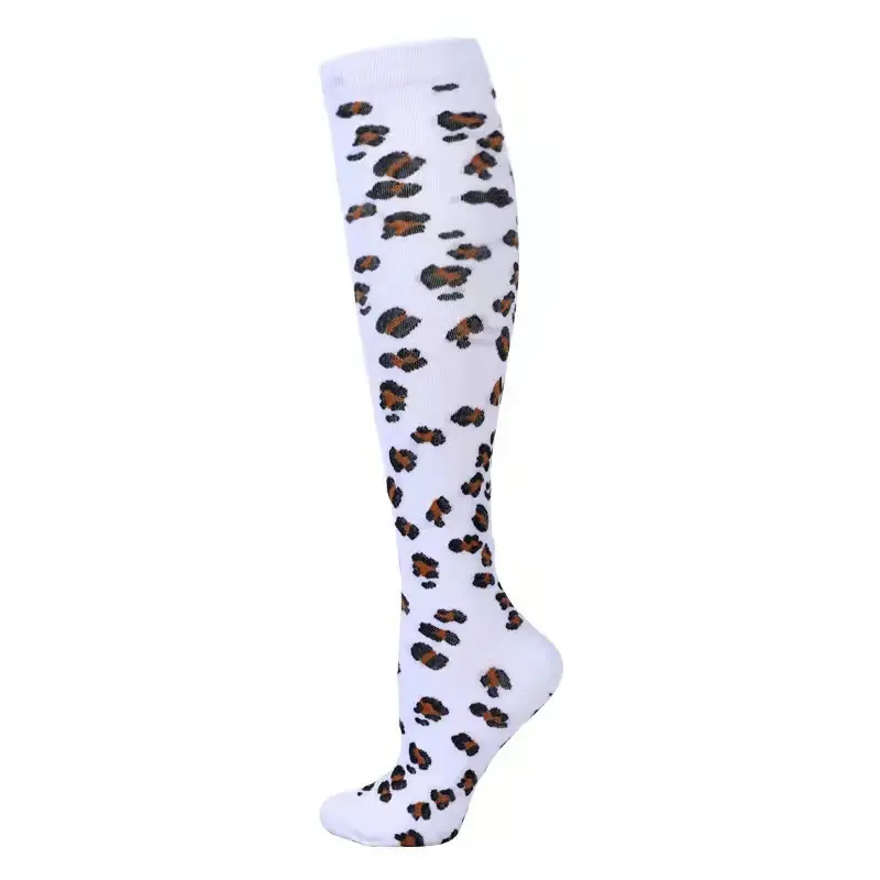 Knähöga stödstrumpor med leopardmönster - 2