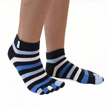 TOETOE Essential Anklet - Ankelhöga Tåstrumpor, Striped Denim