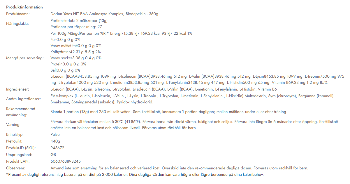 HIT EAA Amino     Blod Apelsin - 2