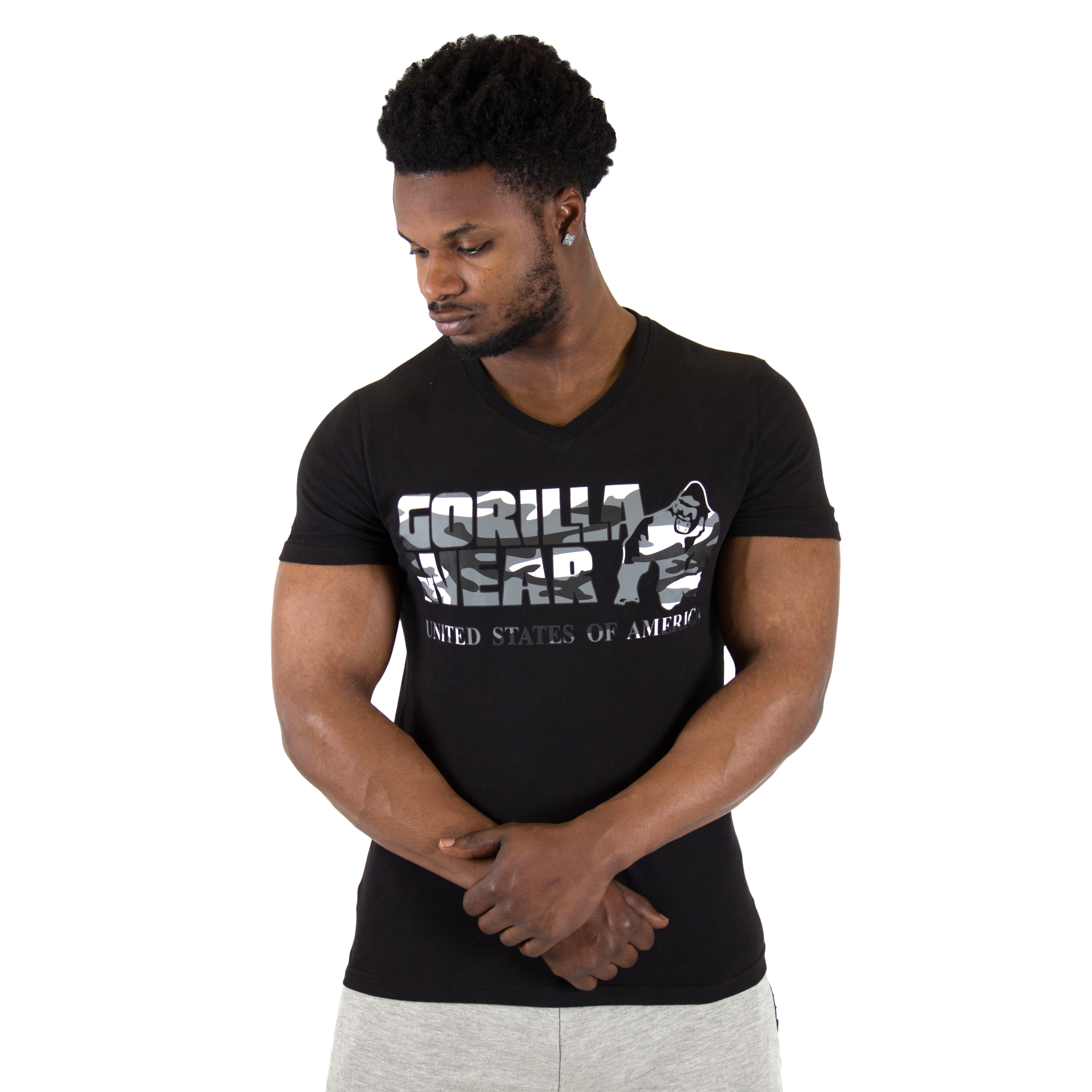 Sacramento V-Neck Tee, black/white
