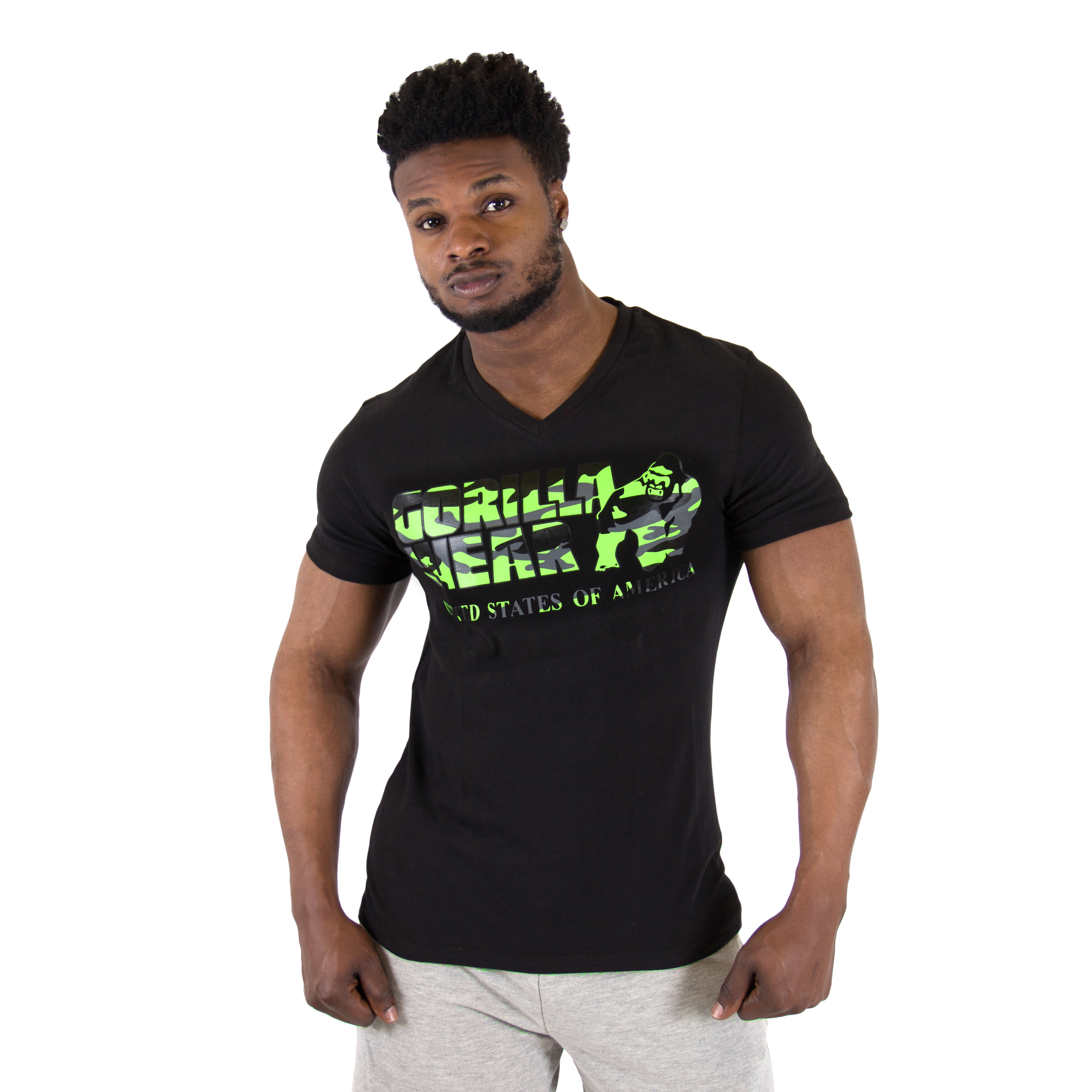 Sacramento V-Neck Tee, black/lime