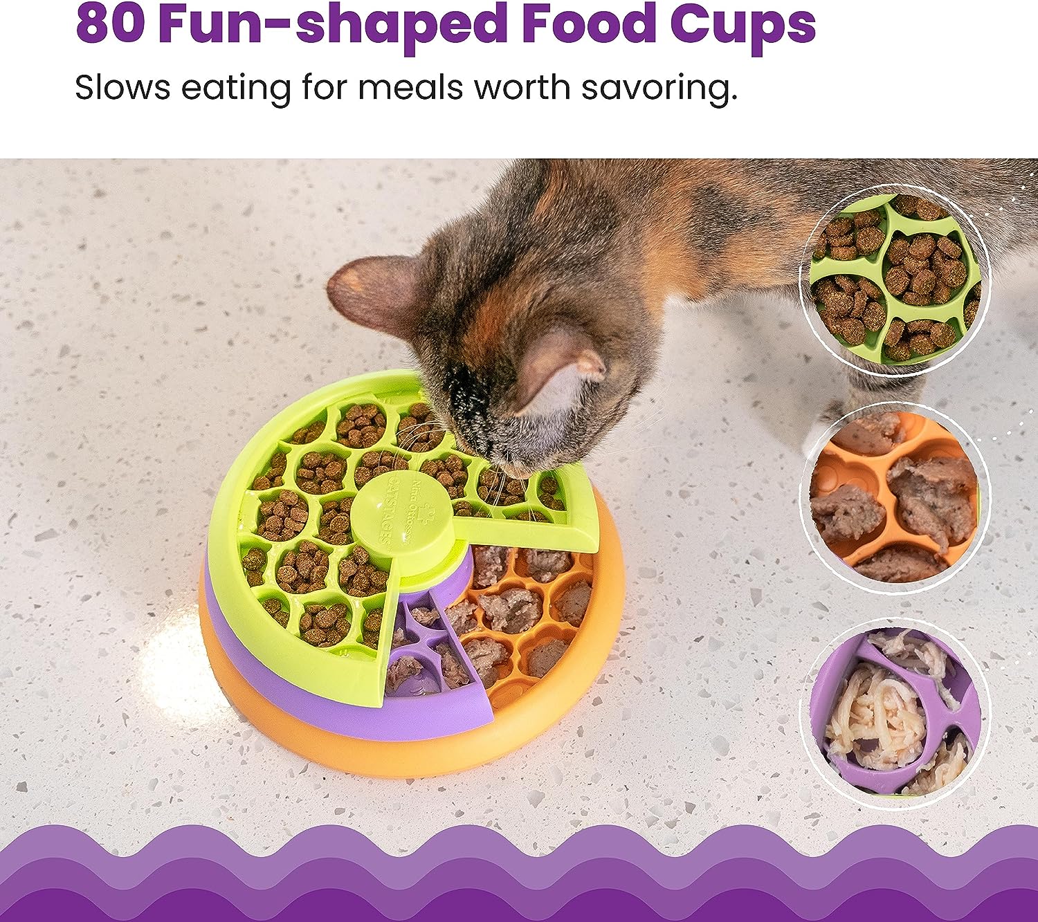 Cat Slow Feeder Bowl, Fun Cat Puzzle Feeder Bowl Anti Vomiting, No