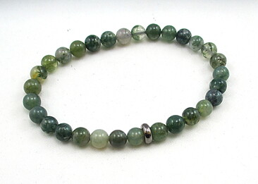 Unisex armband i gröna mossagater 6 mm 