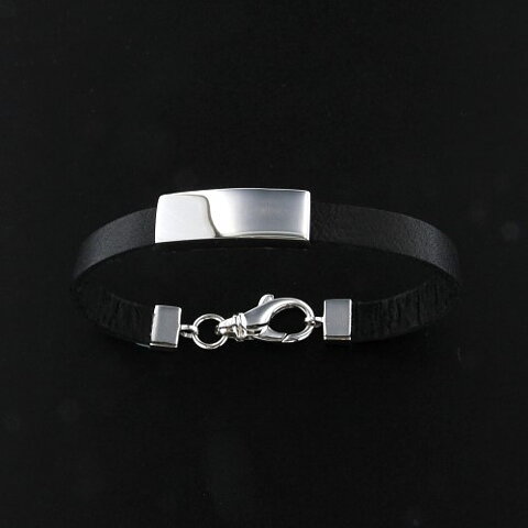LÄDER ARMBAND MED SILVERBRICKA 925 GRAVERBAR