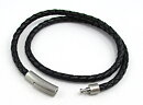 Läder armband svart tvåradigt 18 cm