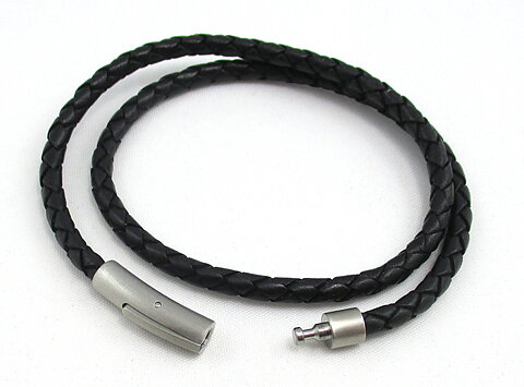 Läder armband svart tvåradigt 18 cm