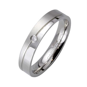 CAPRICCIO RING I  STÅL MATT BLANK MED LITEN STEN