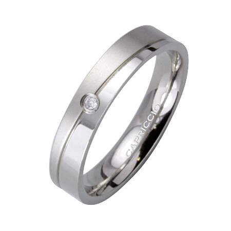 CAPRICCIO RING I  STÅL MATT BLANK MED LITEN STEN