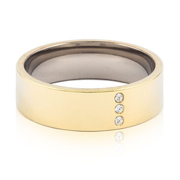 Titan ring med swarovski kristaller Triple crystal guld blomdahl medical