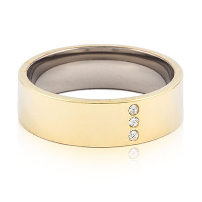 Titan ring med swarovski kristaller Triple crystal guld blomdahl medical