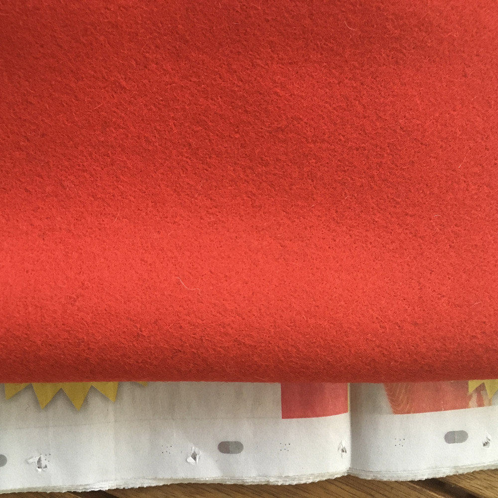 Wool fabric plain weave  50 x 50 cm Medium thick Madder Red