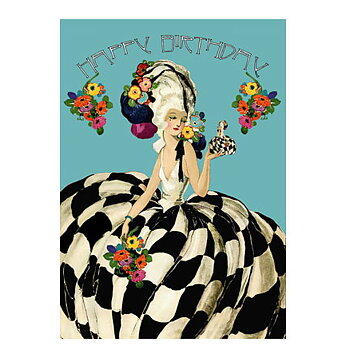 Double Card Happy Birthday Checked Crinoline