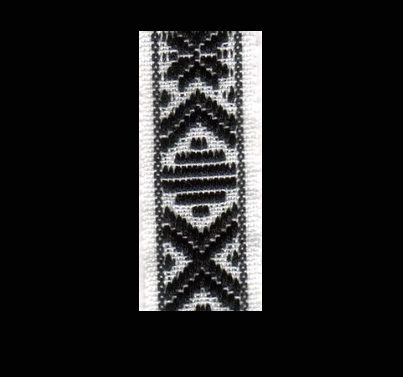 Traditional folk art ribbon 15 mm black on white 1068-6  - 2