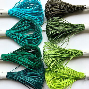 Linen hand sewing thread 16/2 Green and turquoise hues