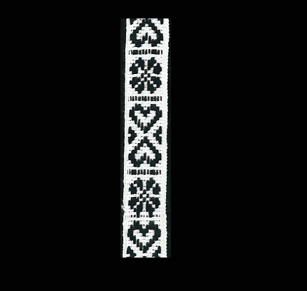 Folk art ribbon 11mm hearts black on unbleached white 1241-3 - 3