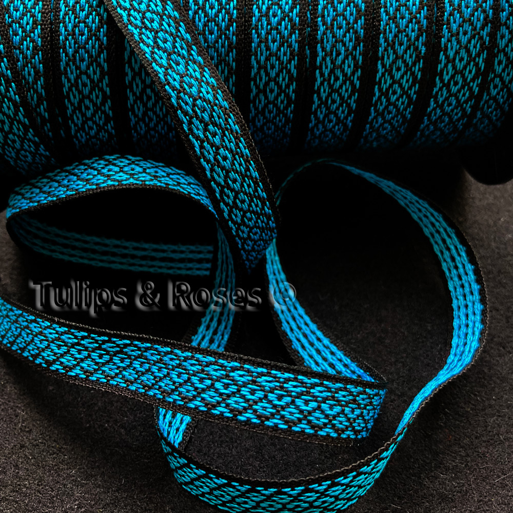 Folk art ribbon 12 mm turqouise 1229-2 - 2