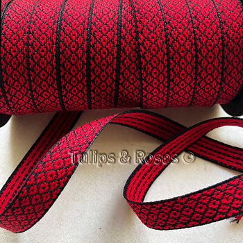 Folk art ribbon 12 mm red black 1229-4